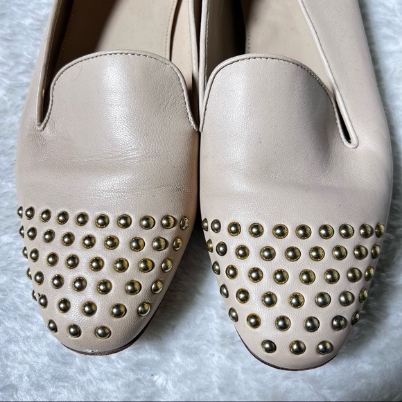 J Crew Darby Leather and Gold Studded Cap Toe Flats US 7.5 - Picture 4 of 13